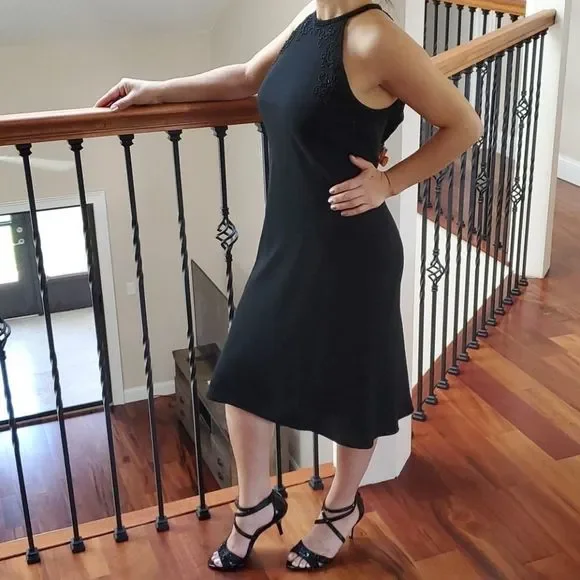 JNY Beaded Neck & Bodice Lined Blk Cocktail Dress - Picture 5 of 8